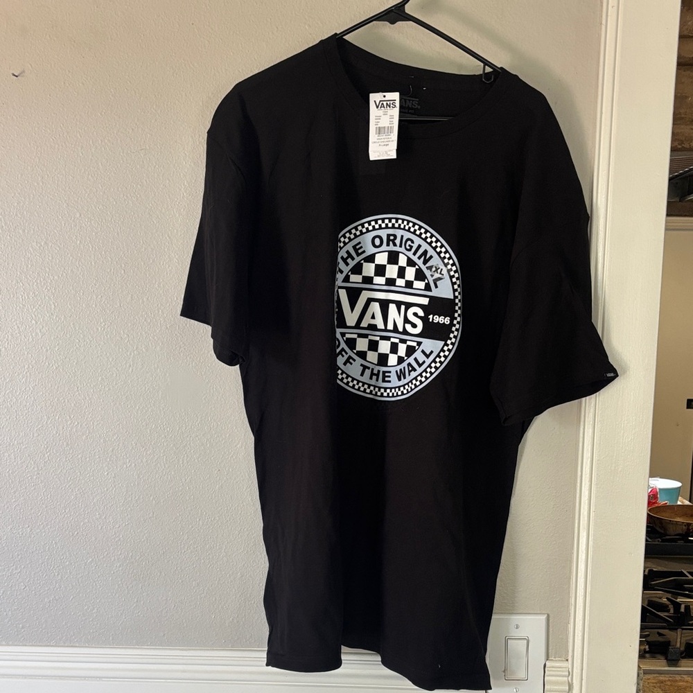 Vans Checkered Circle Logo T-Shirt Black White